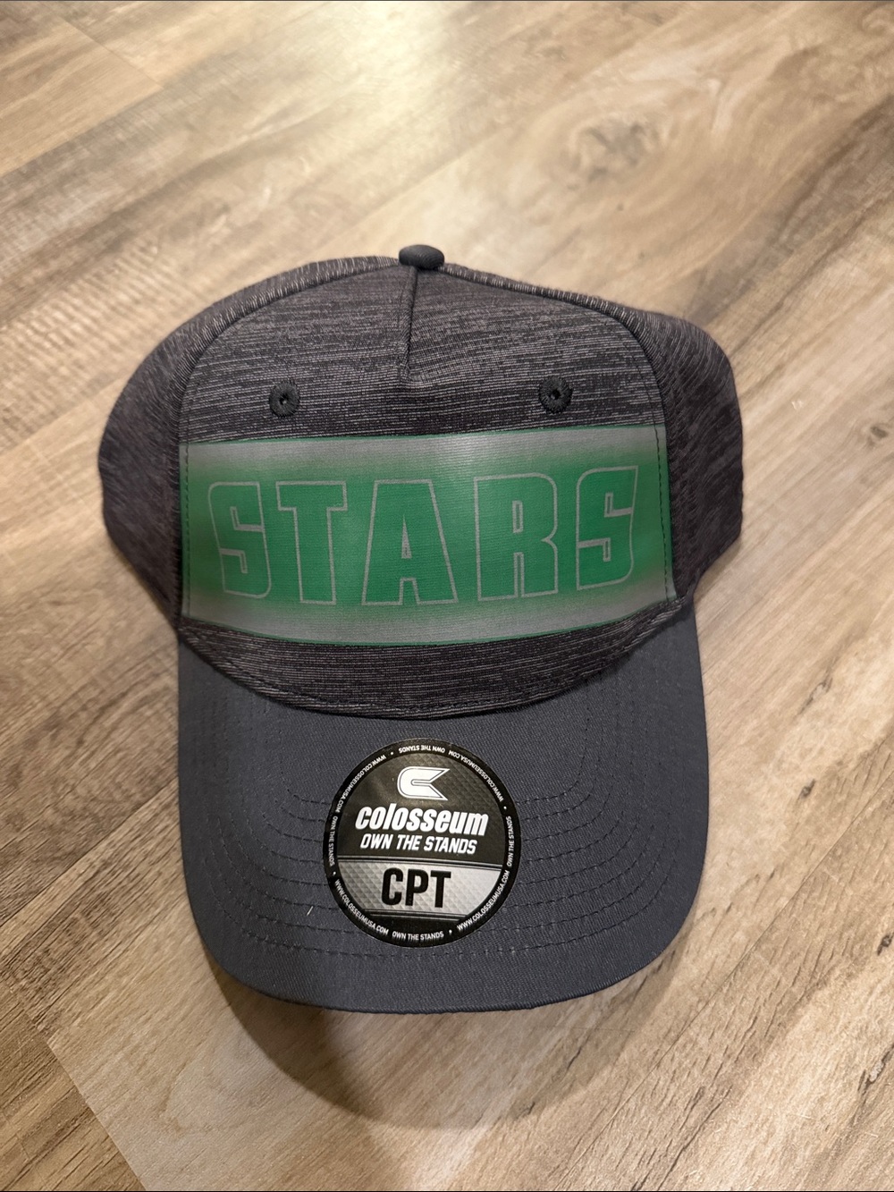 Colosseum Gray Trucker Cap with Green STARS Patch